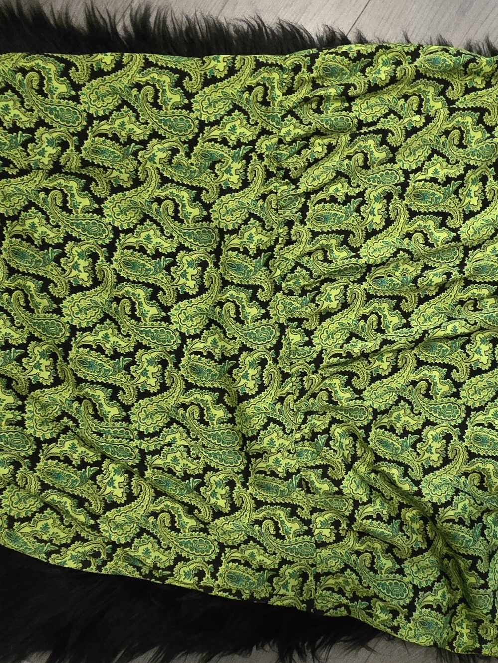 Topshop Neon Green Paisley Maxi Skirt